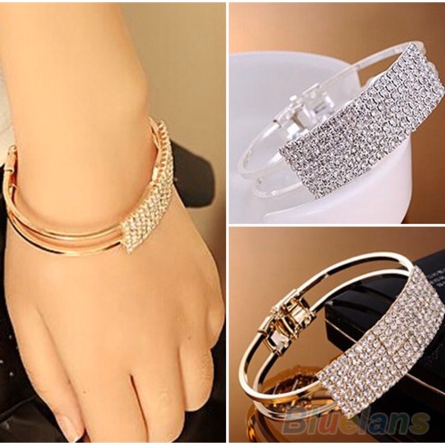 Gelang wanita fashion dengan kristal yang bening