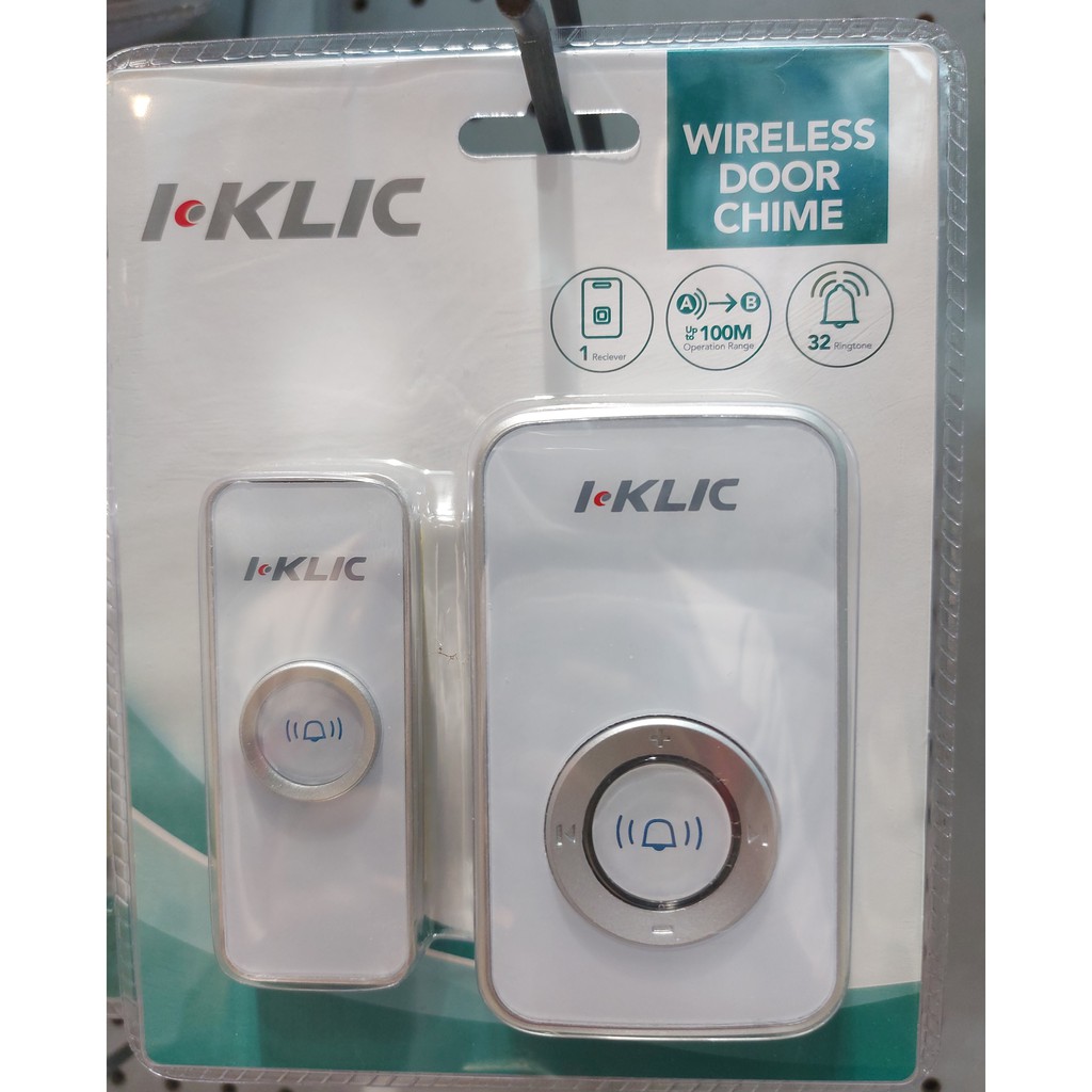 WIRELESS BEL PINTU / I-KLIK DOOBELL ONE RECEIVER / 32 NADA BELL NIRKABEL