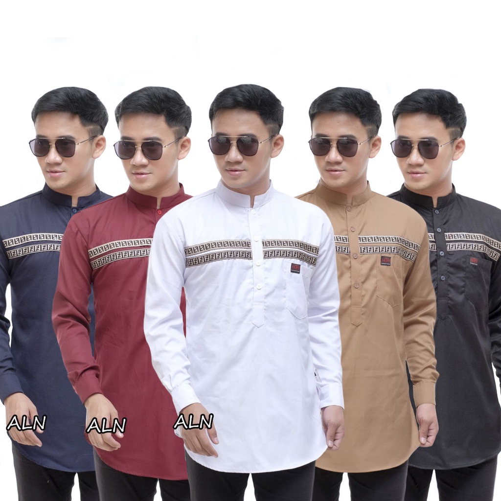 Baju Koko Kurta Lengan Pendek Pakain Muslim Pria Dua Saku Kiri Kanan emko FF terbaru 2022 Size M L XL XXL