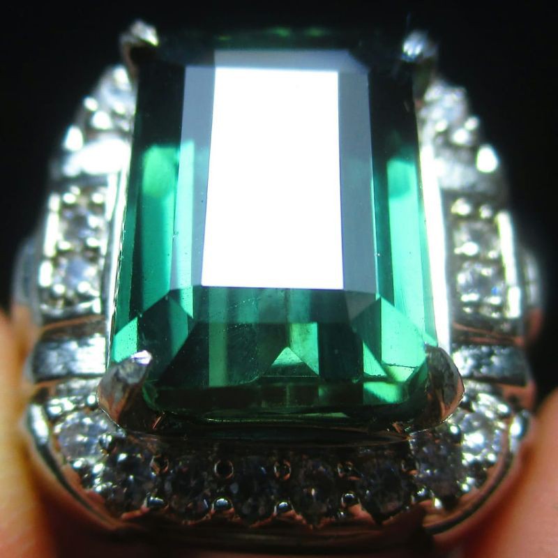 CINCIN PERMATA TERMURAH GREEN TOPAZ OCTAGON LUSTER