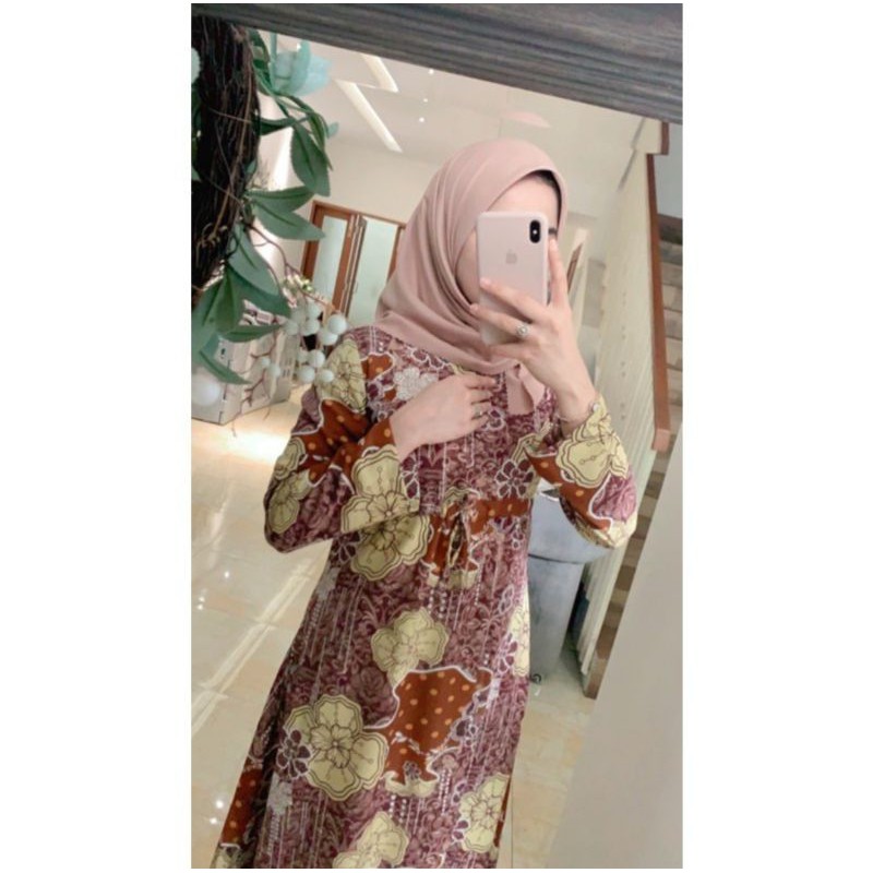 EARTH BROWN SIZE L YASMIN HOMEY DRESS BY NADEEA.ID