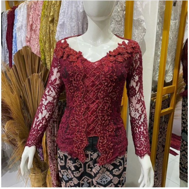 kebaya Sabrina bunga tumpuk double cantik