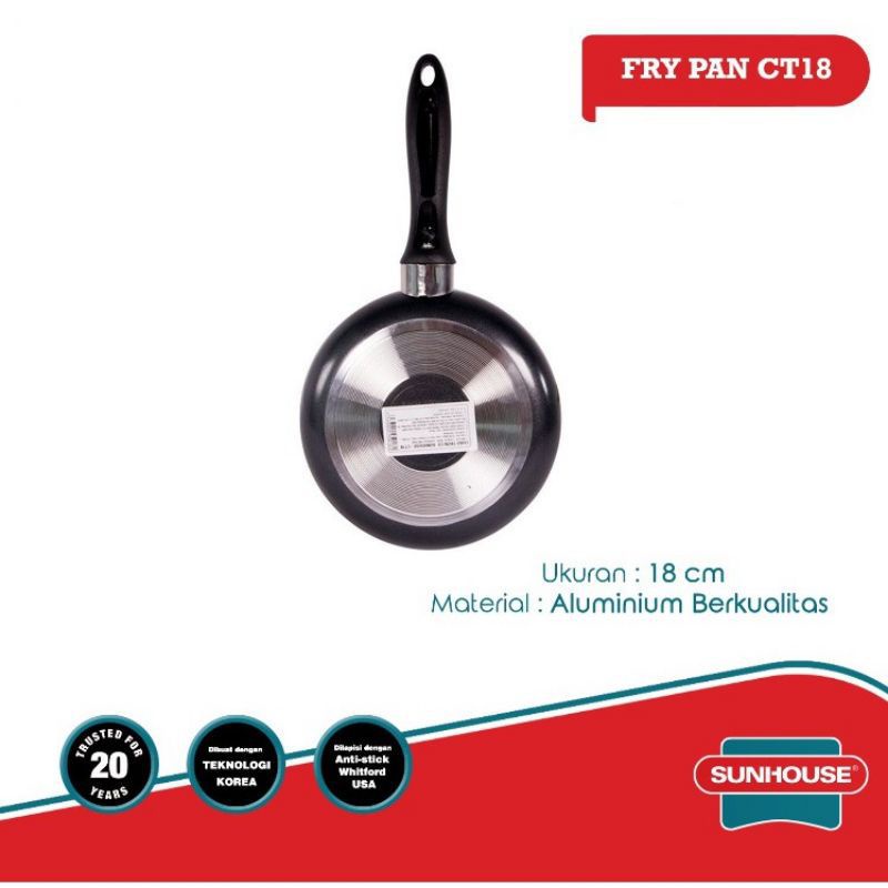 Sunhouse Frypan/ Alat Penggorengan Teflon Anti Lengket CT18-CT26cm