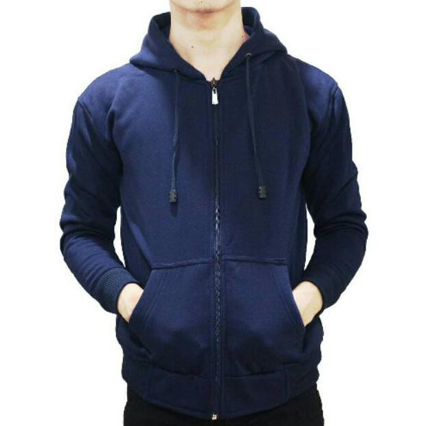 JAKET POLOS ZIPPER HOODIE M,L,XL,XXL NAVY/DONGKER POLOS BAPAK ANAK JEANS LEVIS