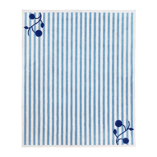 GULSPARV Karpet, garis-garis biru putih, 133x160 cm