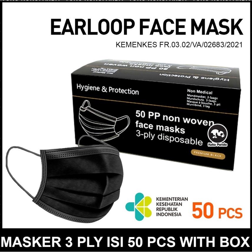 Masker 3PLY Hitam Masker Hitam 3 PLY Masker Medis SHUMU BLACK