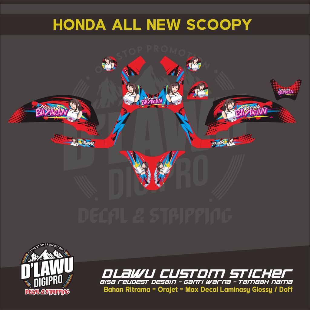 Jual Decal Sticker Honda All New Scoopy Motif Cewek Shopee Indonesia