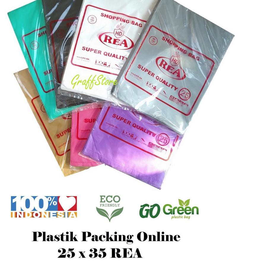 

Paling Laris ✦ Plastik Packing Online Shop 25x35 merk REA isi 100 lembar packing online;