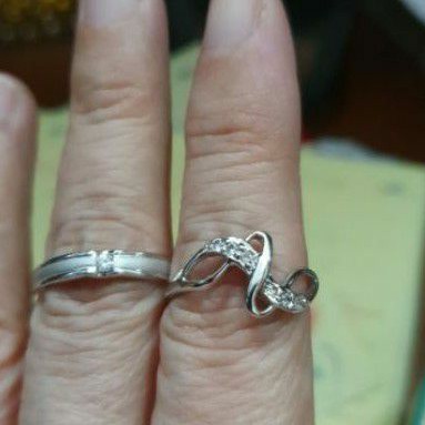 Cincin mata satu putih 375 mas muda emas putih asli ring 17 13 besar jumbo