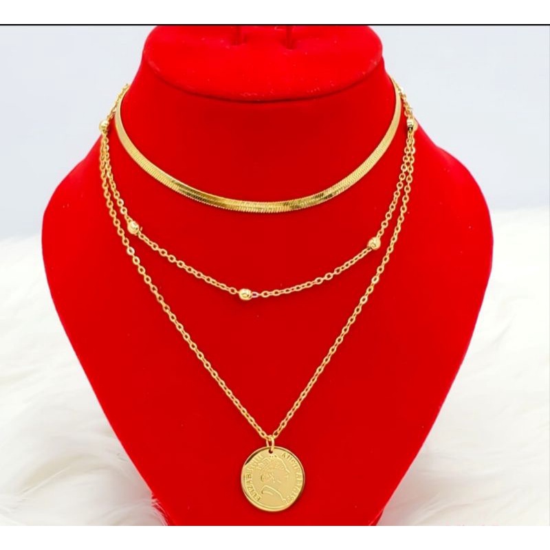 kalung titanium 3layer anti karat