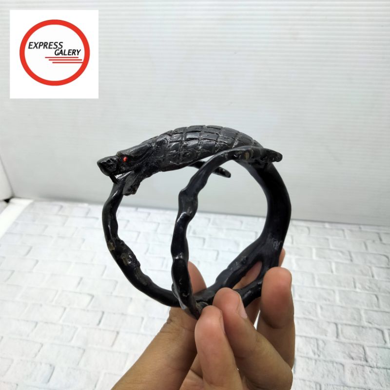 gelang akar bahar hitam ukir kobra X361