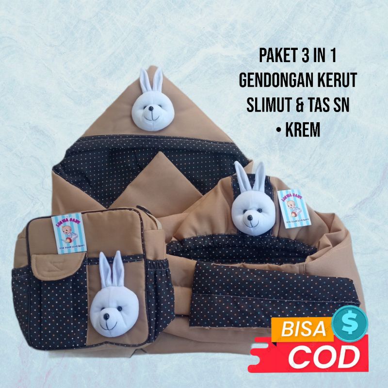 Gendongan bayi topi  kerut, Tas SN &amp; Slimut ( 3 in 1 Perlengkapan bayi murah )