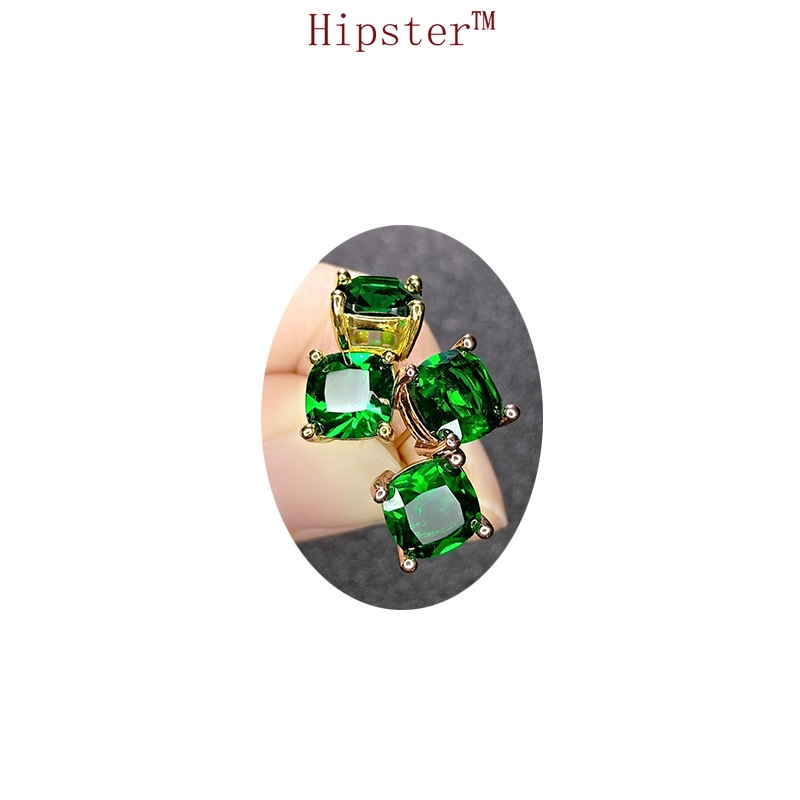 Hot Sale Fashion Socialite Style Green Crystal Simple Stud Earrings