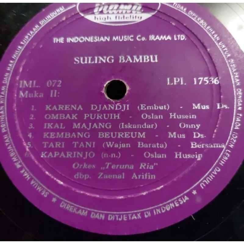 Vinyl Piringan Hitam 12&quot; Suling Bambu