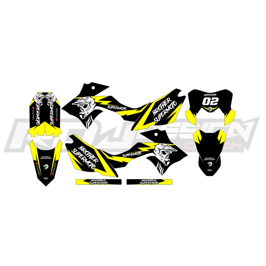 DECAL STICKER DTRACKER 150 SE/NEW (017) DEKAL STIKER HITAM KUNING SUPERMOTO