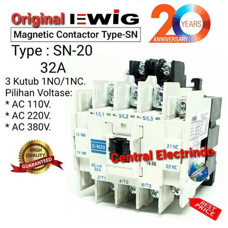 Kontaktor Contactor SN-20 AC 220V EWIG.