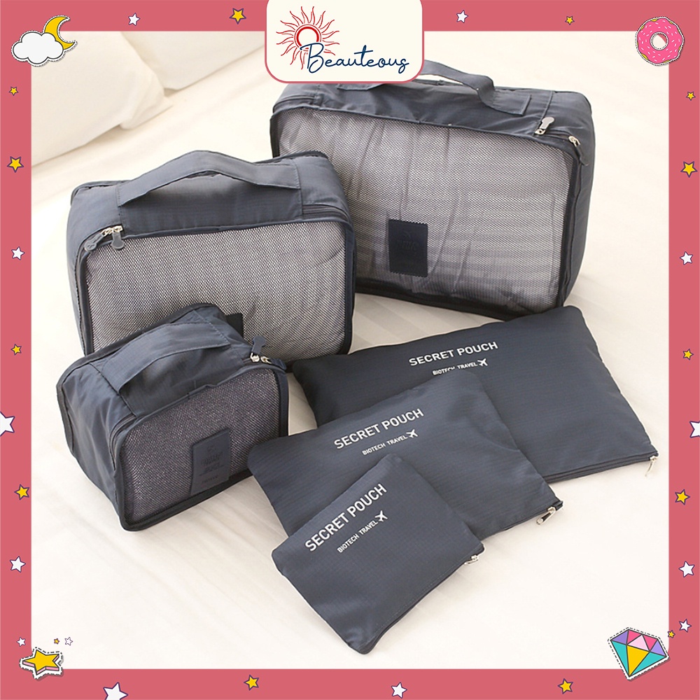 Travel Bag Set 6 In 1 Storage Tas Penyimpanan Baju Koper Pouch Organizer Travelling