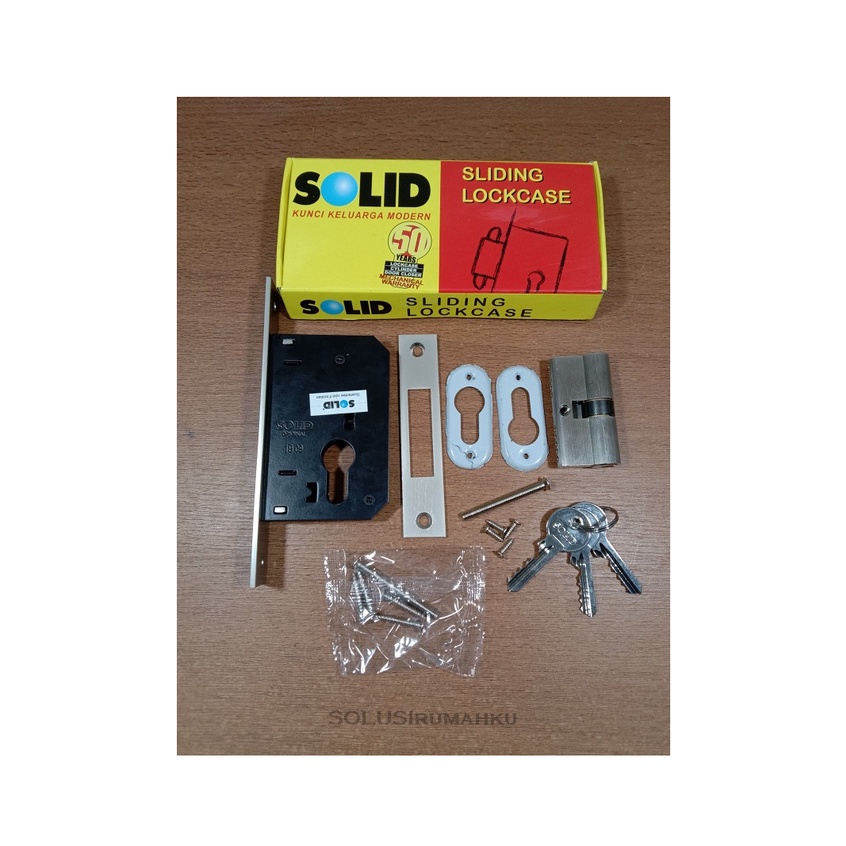 SOLID Body Kunci Pintu Geser KOMPLIT + SILINDER ) / SLIDING LOCKCASE