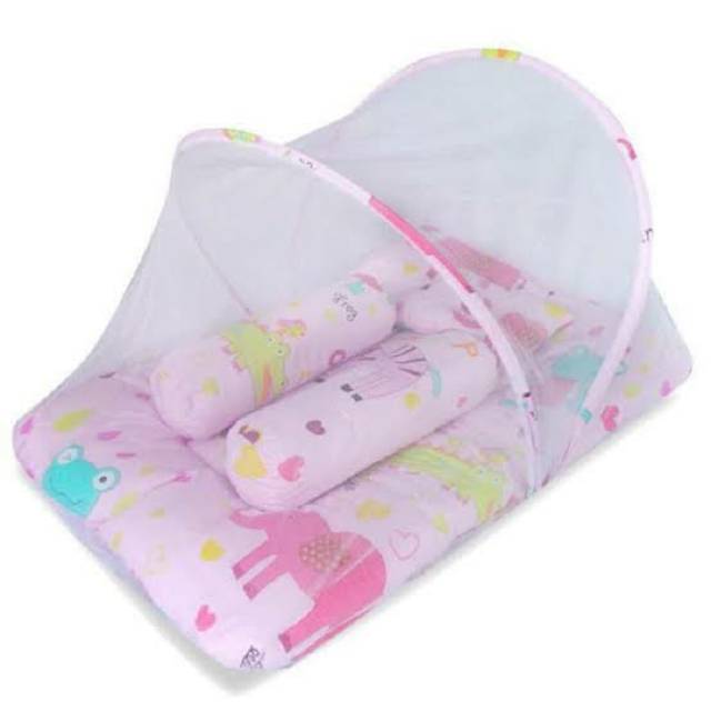 Kasur Kelambu Bayi Lipat Tenda FREE Bantal + 2 Guling KS01