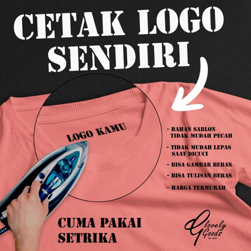 STICKER SABLON LOGO KAOS STICKER LABEL MERK BRAND MURAH CETAK LOGO KAOS MURAH