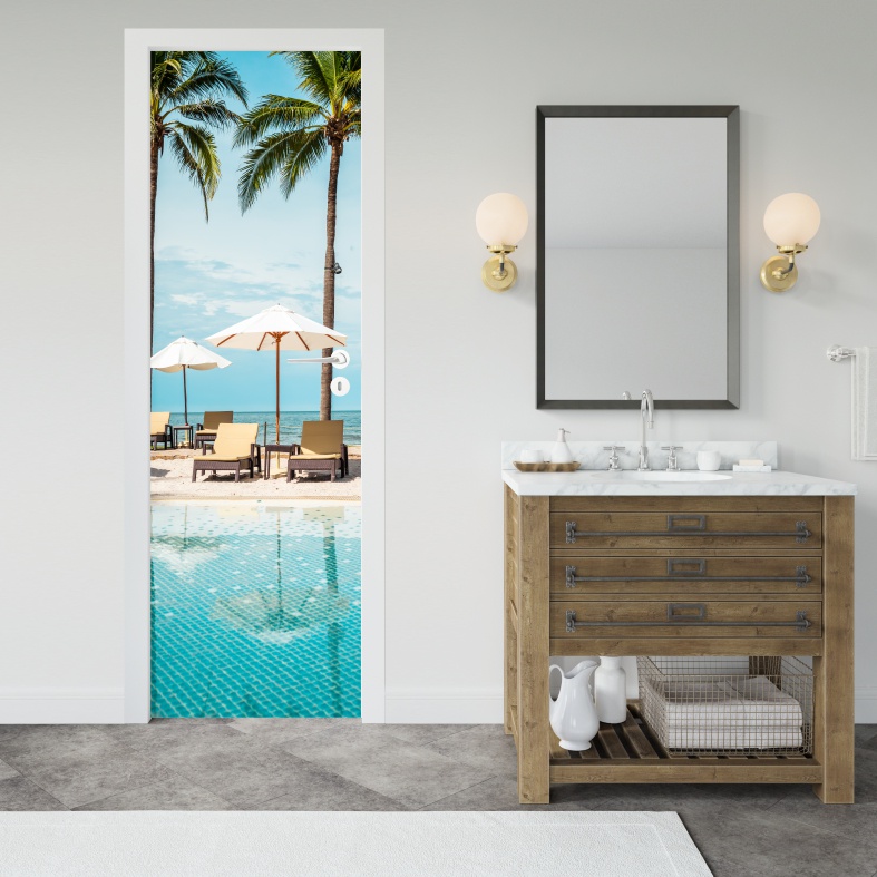 Stiker Pintu Toilet Kamar Mandi Motif 3D Wallpaper Terbaru