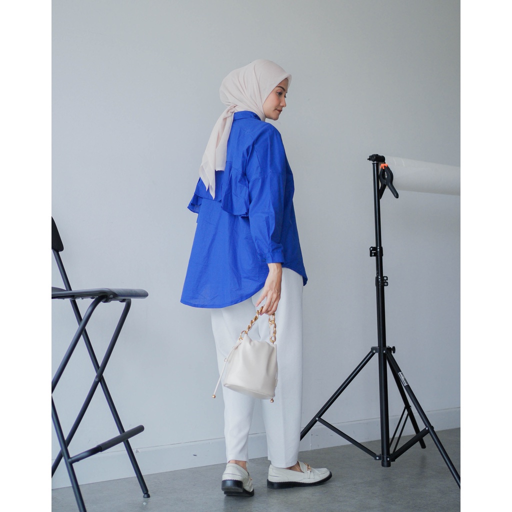 BEFAST - ZRX OOTD Blouse TIKA / TINY KATUN SHIRT / Blouse Muslimah / Atasan Blouse Kekinian / Blouse Trendy / Atasan Lengan Panjang Wanita / Blouse Polos Casual / Fashion Remaja Wanita Formal / Terbaru / Terlaris