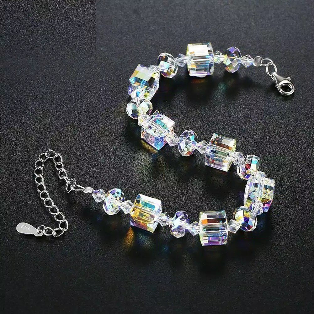 Gelang Manik Swarovski Kubus Original - Gelang Manik Kristal Swarovski Manik Kubus | Gelang swarovki