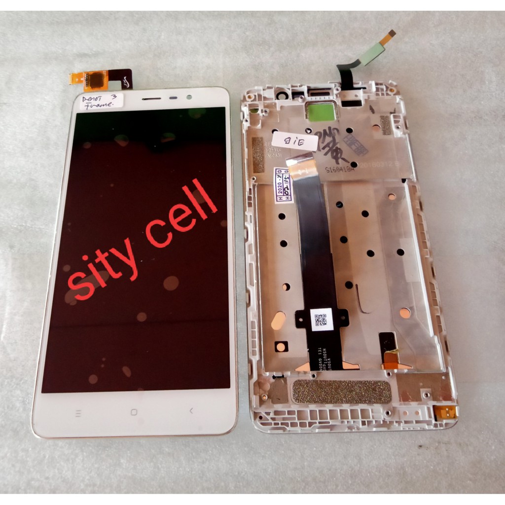 Lcd xiaomi redmi not 3 fullset  touchscreen plus frame  white