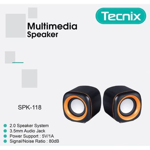 Speaker Multimedia TECNIX SPK-188 USB 2.0 Channel Audio Subwoofer Kabel Speker Komputer Laptop PC