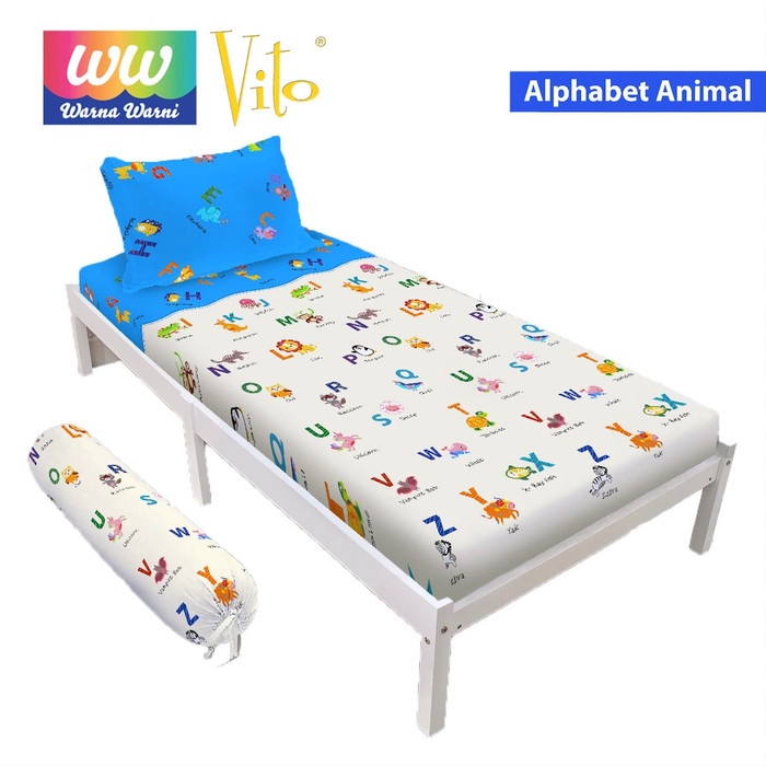 Sprei & Bedcover Premium Sprei Vito - Alphabet Animal - 120X200 (Single) - Tinggi 20Cm