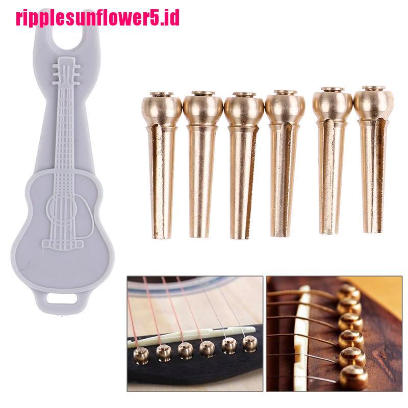 6pcs / set Bridge Pin Kuningan Premium Untuk Gitar Akustik