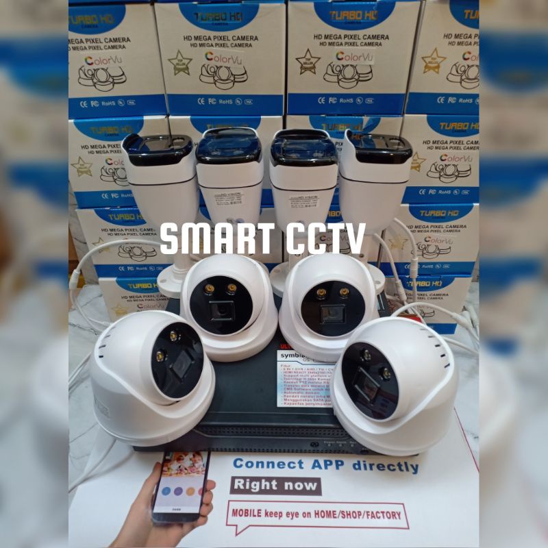 PAKET KAMERA CCTV 8 CHANNEL 8 CAMERA COLORVU 6MP FULL HD KOMPLIT TINGGAL PASANG