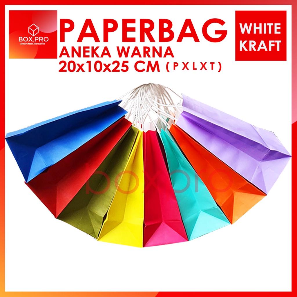 

Paperbag Paper bag kantong kertas tas POLOS ANEKA WARNA 20x10x25 cm