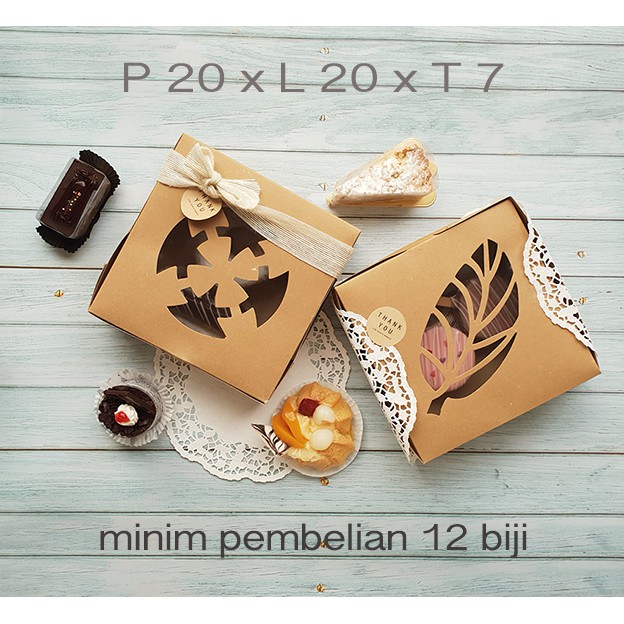 

BOX KUE WINDOW 20x20 LAMINATED Dus roti Kraft Kardus Coklat Kotak Cake Karton Snack Dos food grade