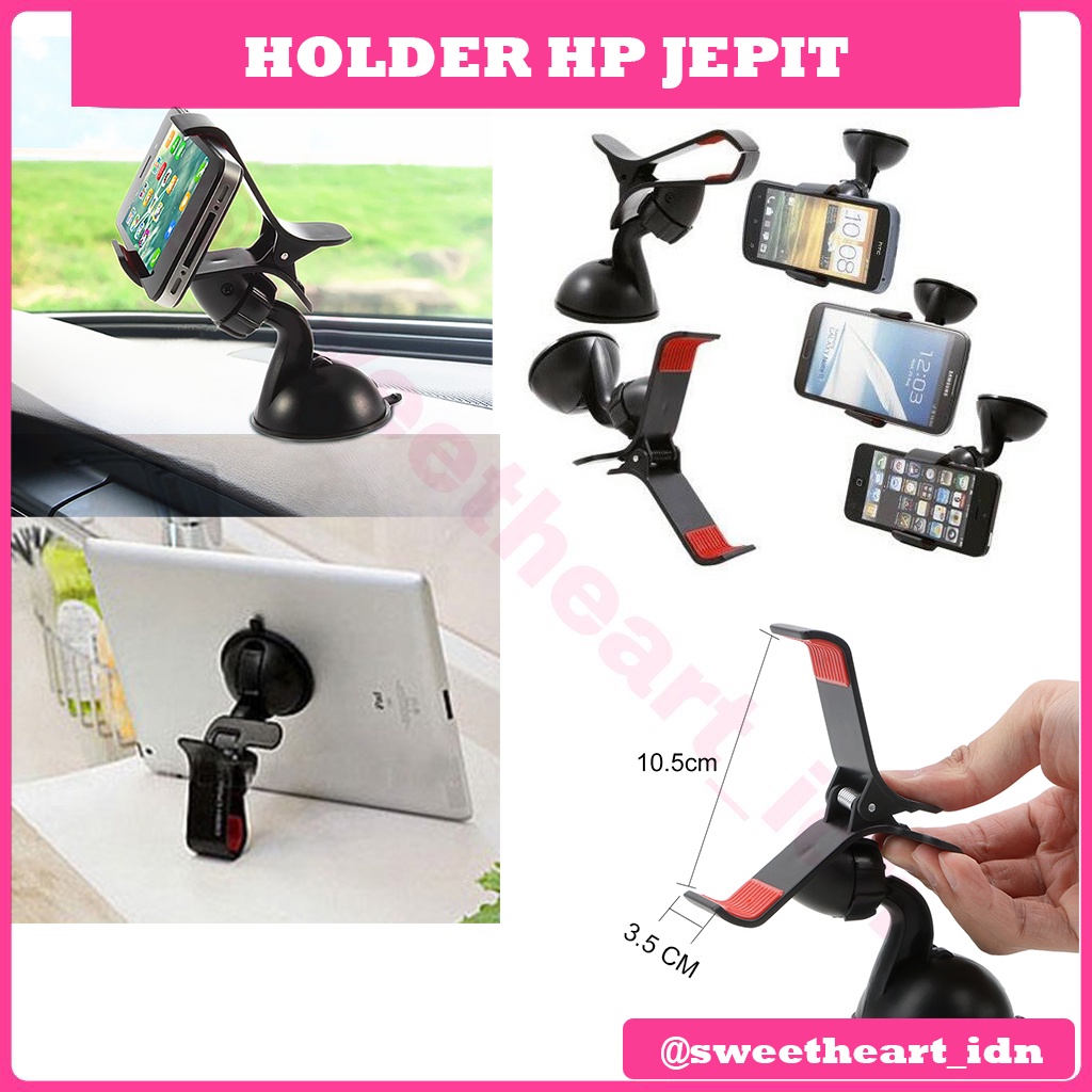 holder HP mobil jepit tempel dashboard 360 derajat gantungan barang mobil jepit hp mobil