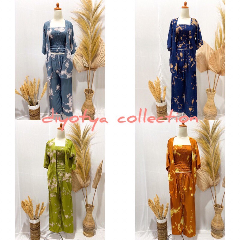 1set cardigan tie dye | kemben | celana panjang tie dye