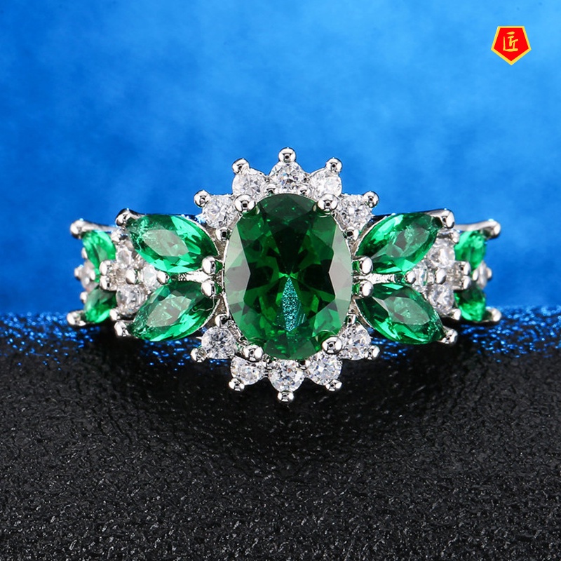 [Ready Stock]Creative Emerald Ring Female Temperament Personality