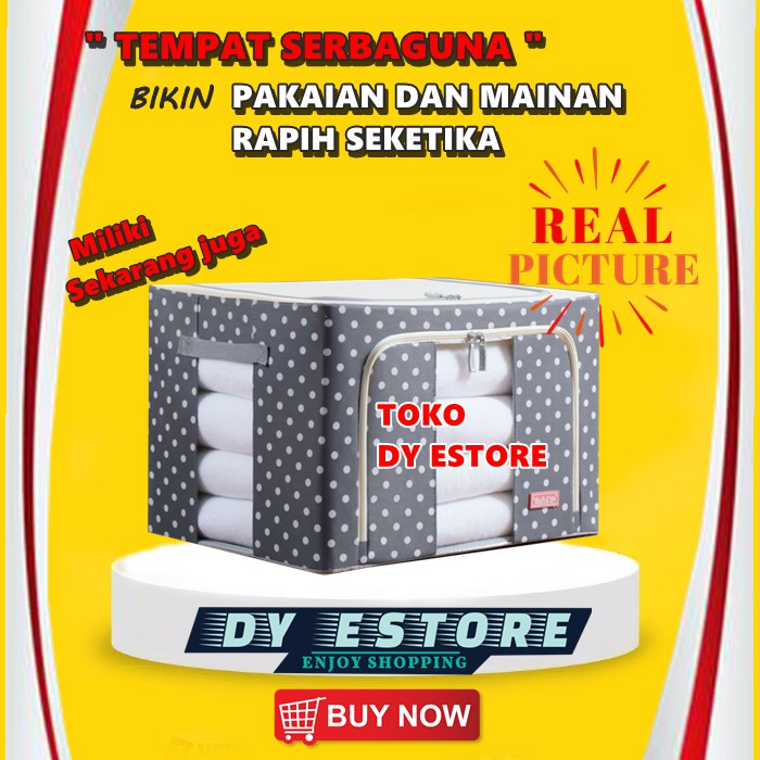 D438 Tempat baju Tempat pakaian GREY Kotak baju Serbaguna box Double zipper lemari portable kecil