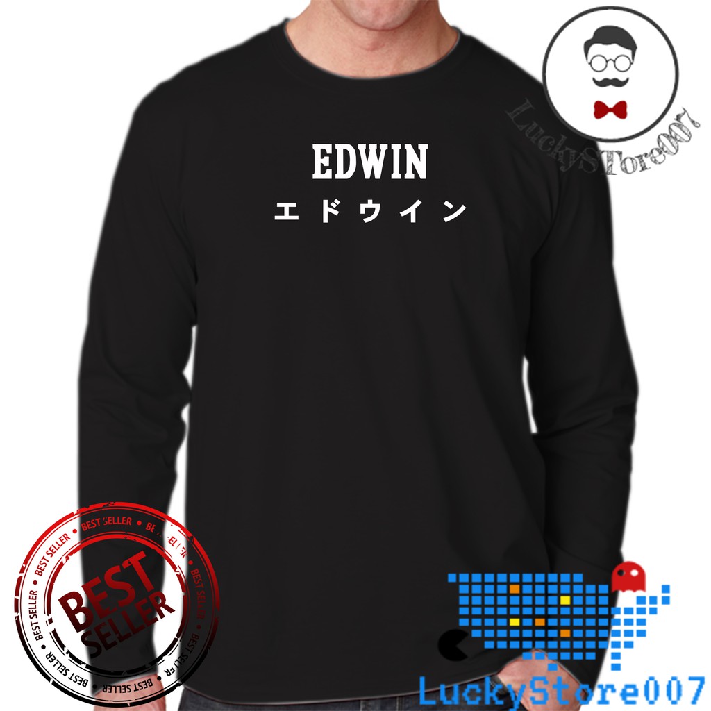 Kaos Lengan Panjang Pria Wanita Keren/EDWIN Kanji Premium High Quality