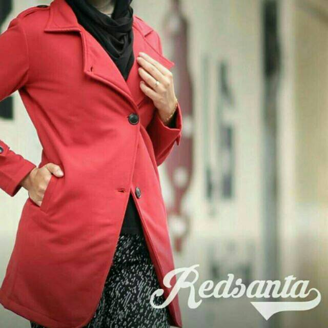 De Red  Santa Coat - Coat Muslimah - Coat Wanita - Jaket korea Wanita