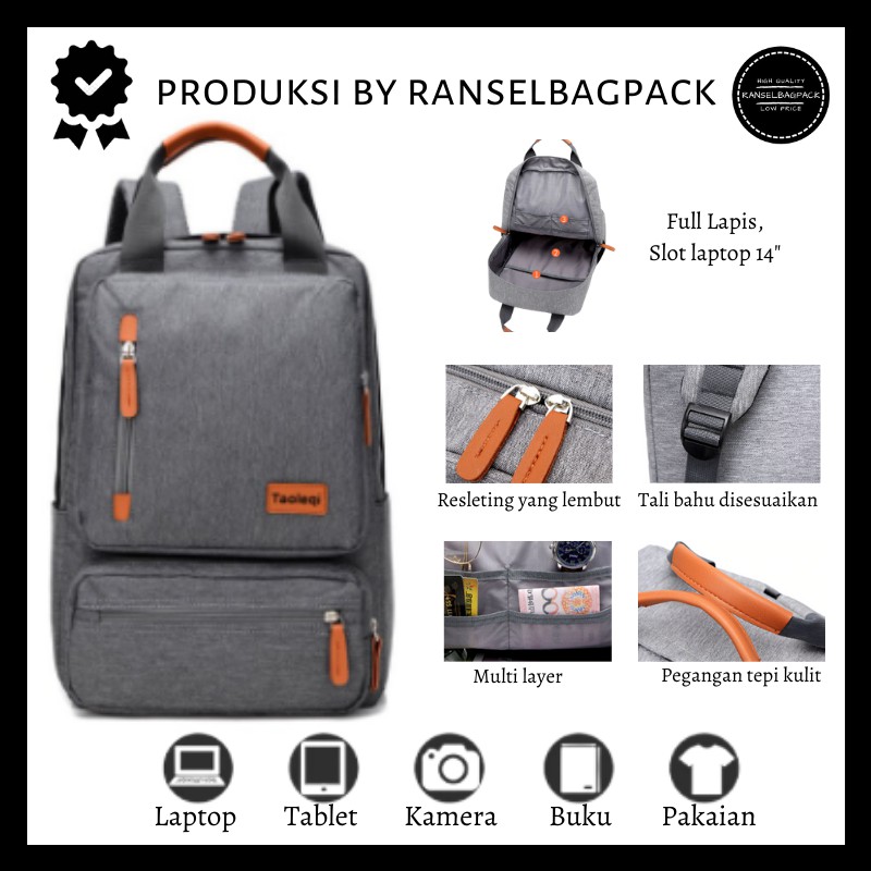 COD Tas Ransel Laptop empuk Tas backpack Jinjing Sekolah Kantor Seminar Original