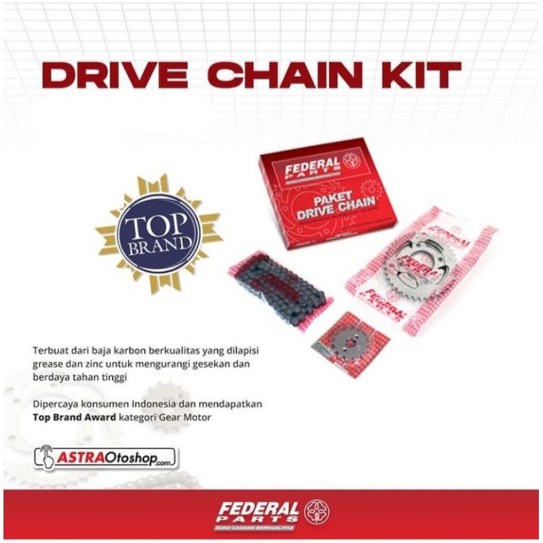 PAKET GEAR SET DRIVE CHAIN KIT HONDA CB 150R MERK FEDERAL