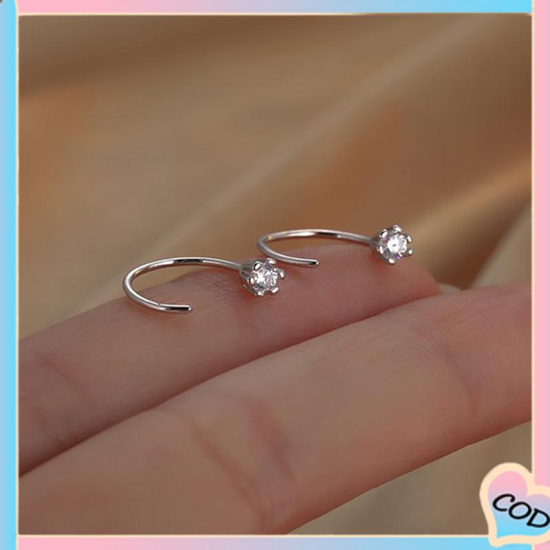 COD❤️ Anting Zirkon Temperamen Fashion Wanita Tidur Gratis Melepas Anting-Anting Trendi Yang Indah-A.one