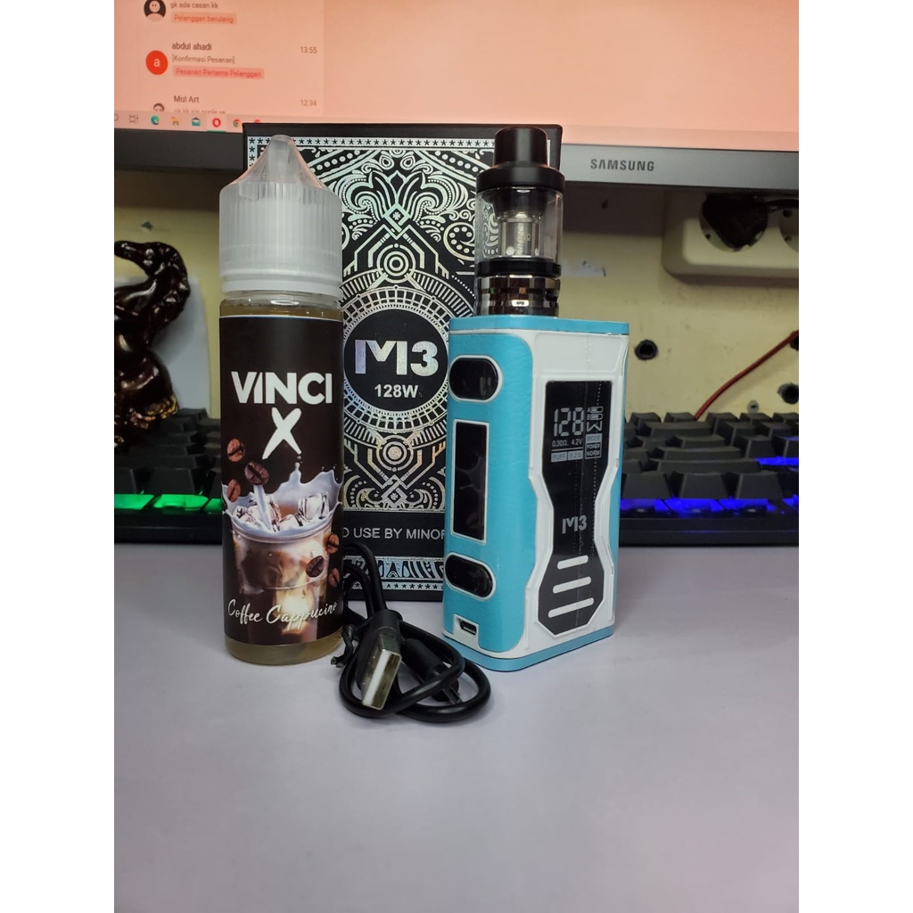 ROKOK ELEKTRIK VINCI POD/MOD/VAPE/VAPOOR M3 128W + Bonus Liquid