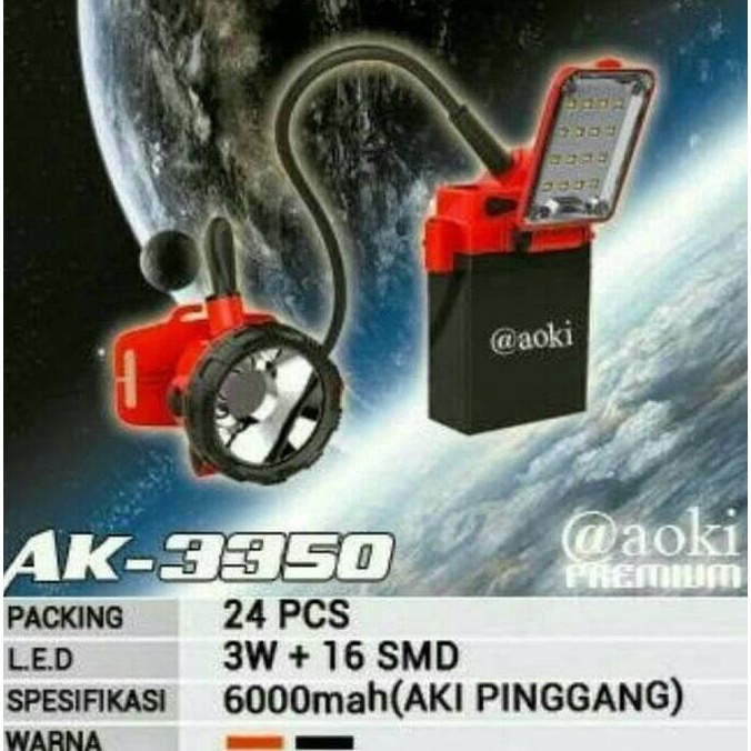 Aoki Senter Kepala Led Ak-3350 Head Lamp Awet Tahan Lama -Jumbo
