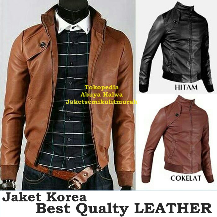 Jaket Semi Kulit Cowok Korea Leather Termurah