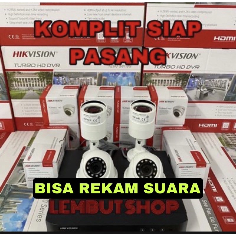 paket camera cctv 4 kamera hikvision 2mp audio built in mic 1080p 4 channel ch bisa rekam suara 4ch