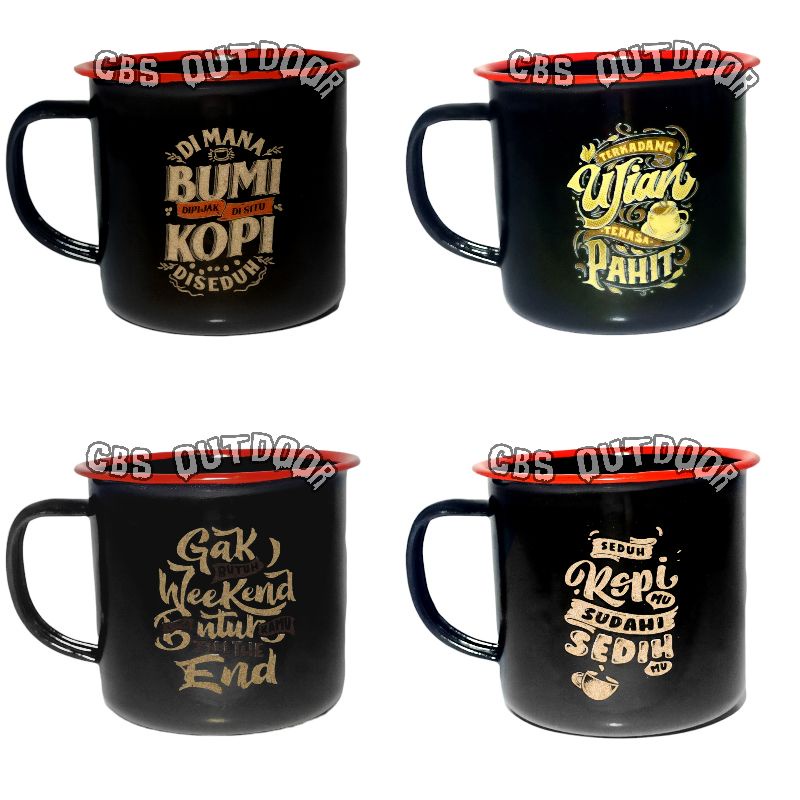 Gelas Cangkir Mug Muk Enamel Kopi Coffee Outdoor Gunung no Keramik