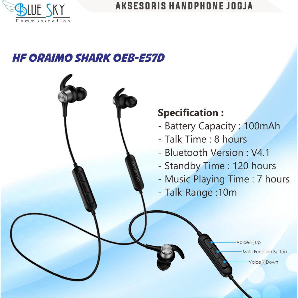 HEADSET EARPHONE ORAIMO SHARK OEB-E57D MAGNETIC HD SOUND