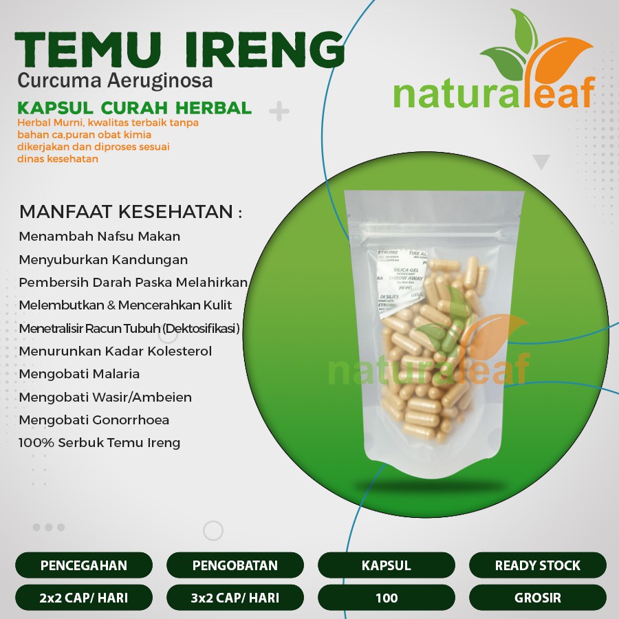 Kapsul Curah Herbal TEMU HITAM IRENG 200x600mg Nafsu Makan Kesuburan Wasir